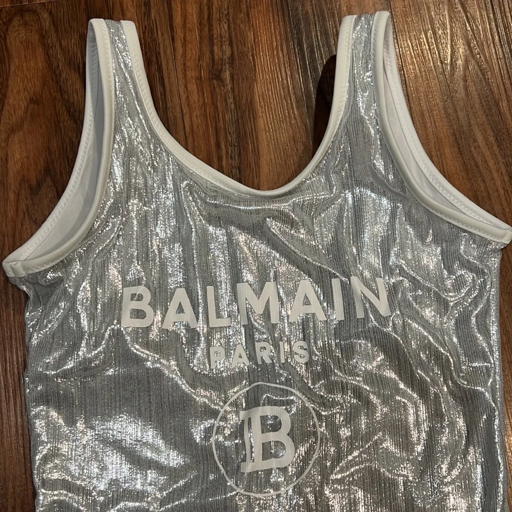 Balmain Silver One Piece With Logo
